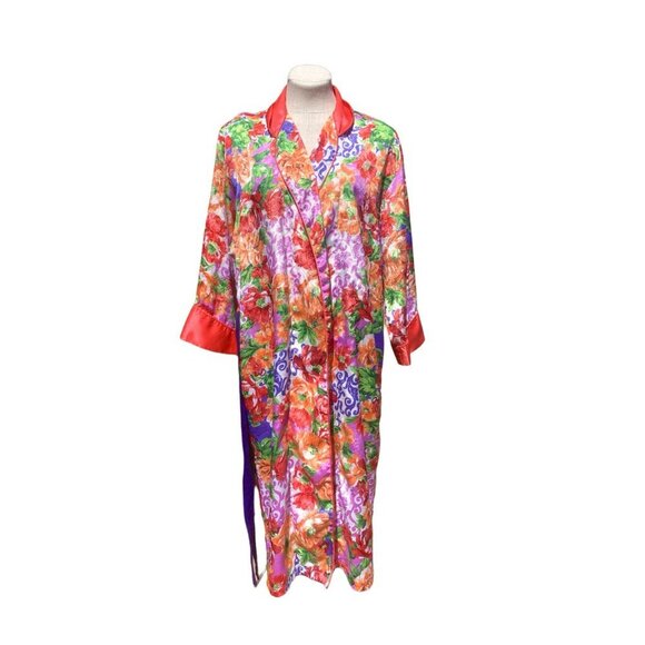 Vintage Victoria's Secret Gold Label Floral Jacquard Maxi Robe Pink Small - Picture 2 of 13